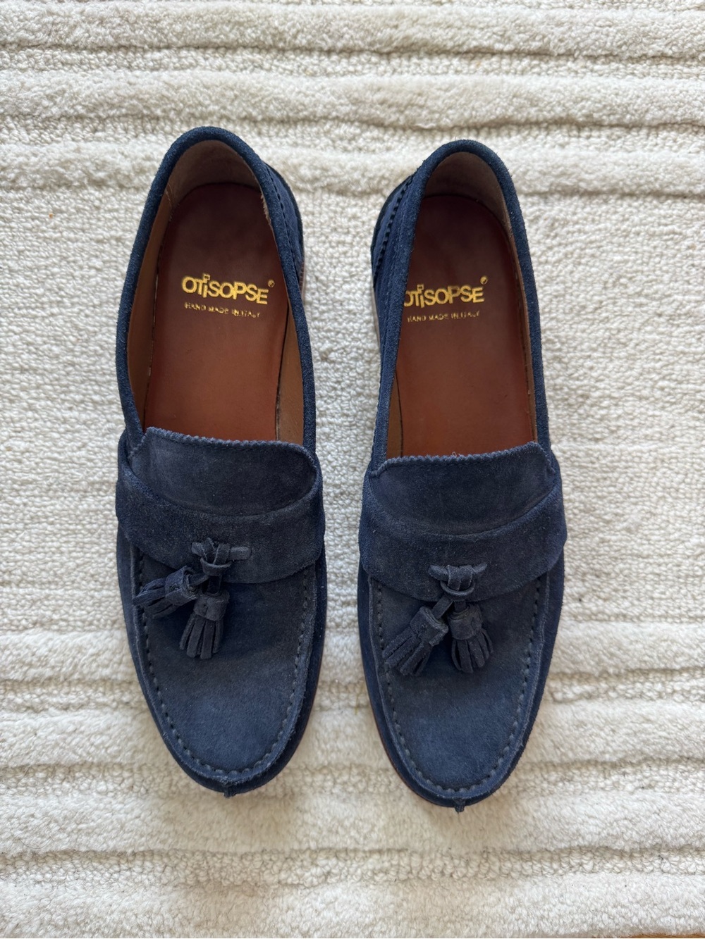 Navy Suede Tassel Loafers for Women - Genuine Leather